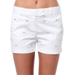 Vineyard Vines Women's White Shorts with Green Accents